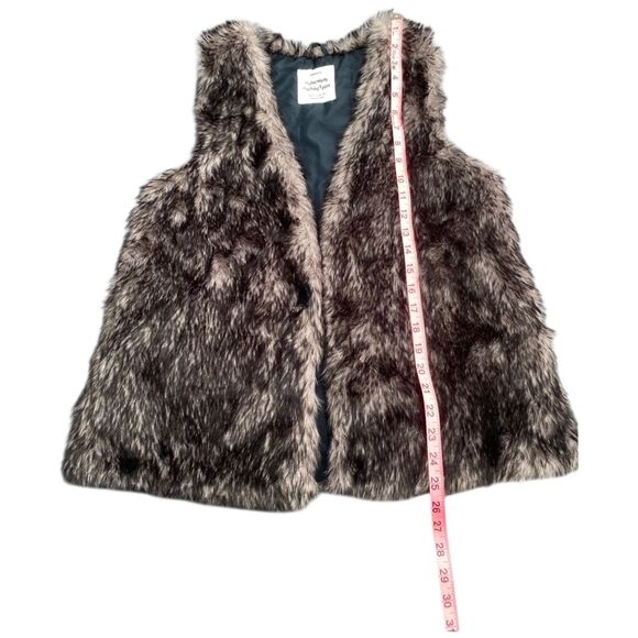 ZARA Kids Faux Fur Vest Black Gray Size 11/12 Fits Women’s Small Soft Plush Boho - Picture 9 of 12